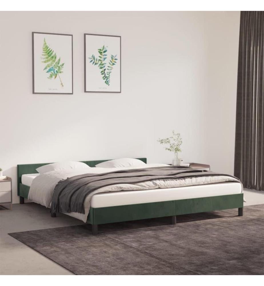 Bettgestell mit Kopfteil Dunkelgrün 180x200 cm Samt