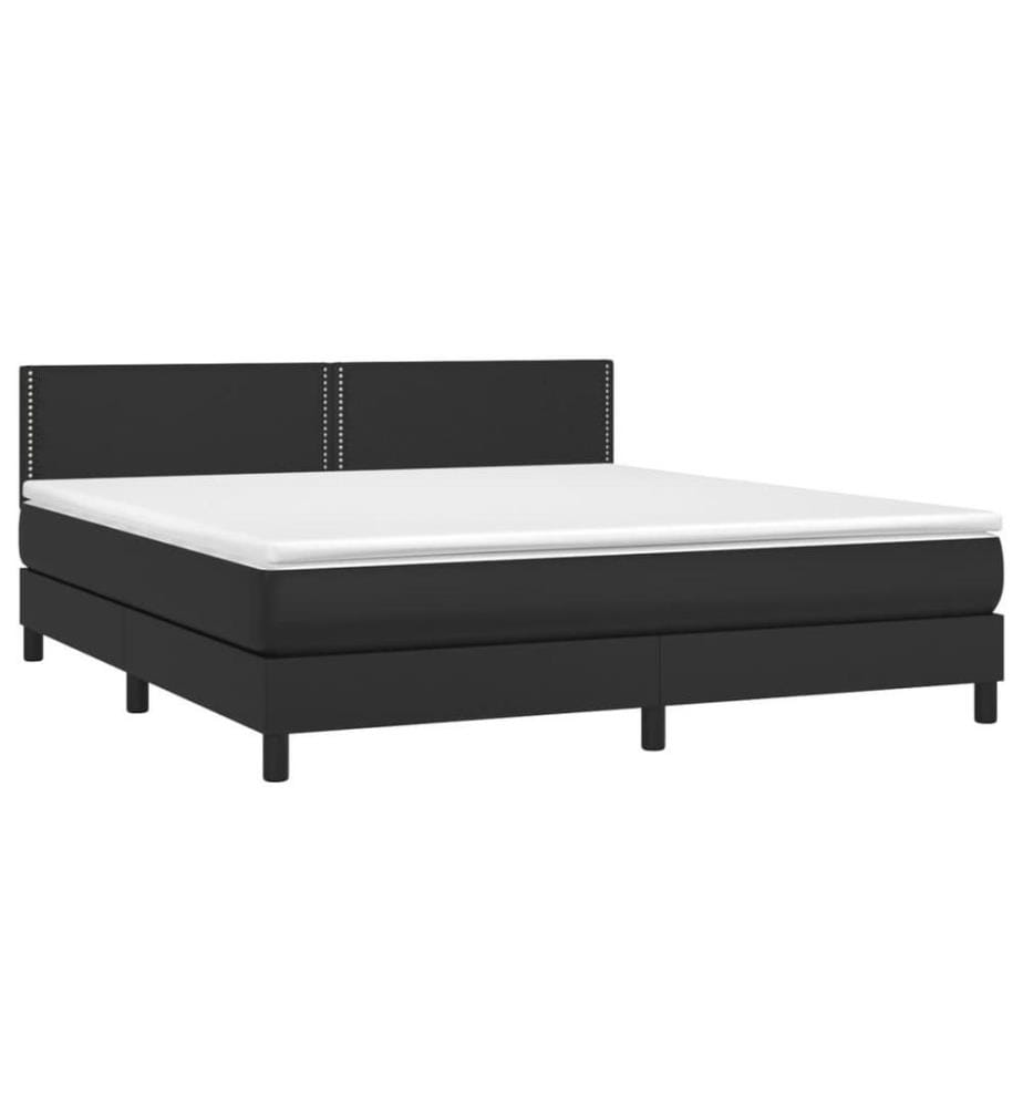 Boxspringbett mit Matratze & LED Schwarz 180x200 cm Kunstleder