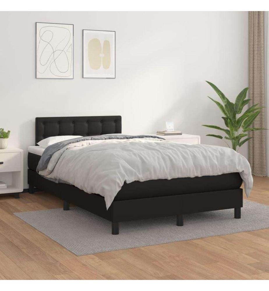 Boxspringbett mit Matratze Schwarz 120x200 cm Kunstleder