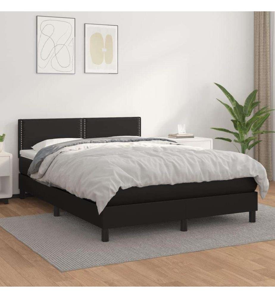 Boxspringbett mit Matratze Schwarz 140x190 cm Kunstleder