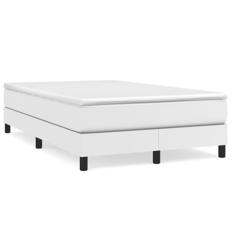 Boxspringbett mit Matratze Weiss 120x200 cm Kunstleder