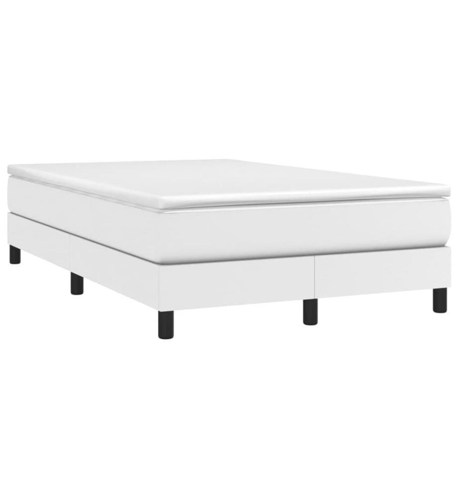 Boxspringbett mit Matratze Weiss 120x200 cm Kunstleder