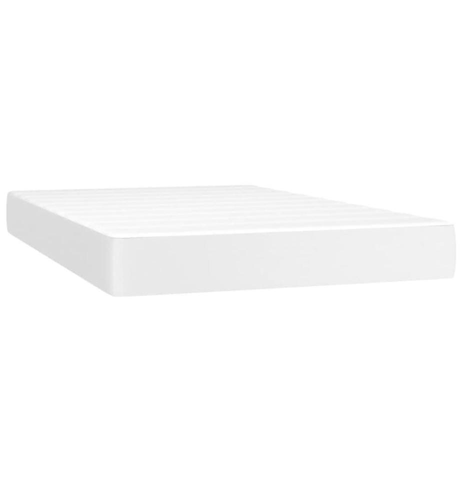 Boxspringbett mit Matratze Weiss 120x200 cm Kunstleder