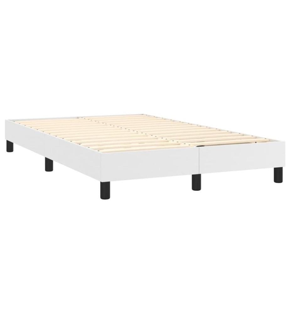 Boxspringbett mit Matratze Weiss 120x200 cm Kunstleder