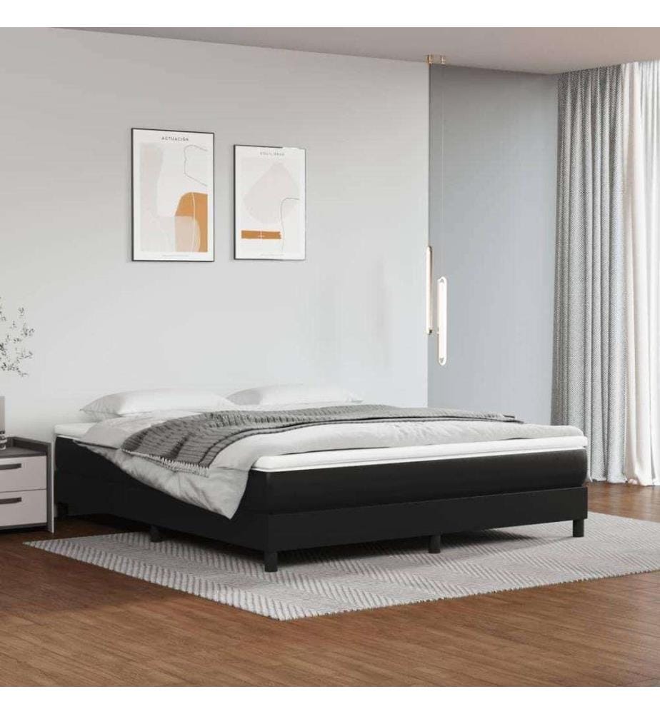 Boxspringbett mit Matratze Schwarz 180x200 cm Kunstleder