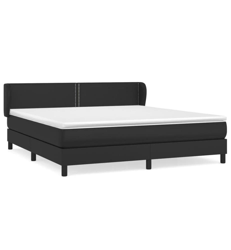 Boxspringbett mit Matratze Schwarz 180x200 cm Kunstleder