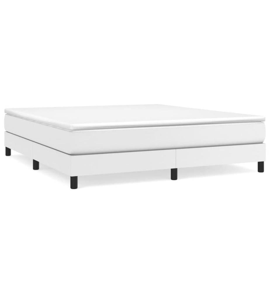 Boxspringbett mit Matratze Weiss 180x200 cm Kunstleder