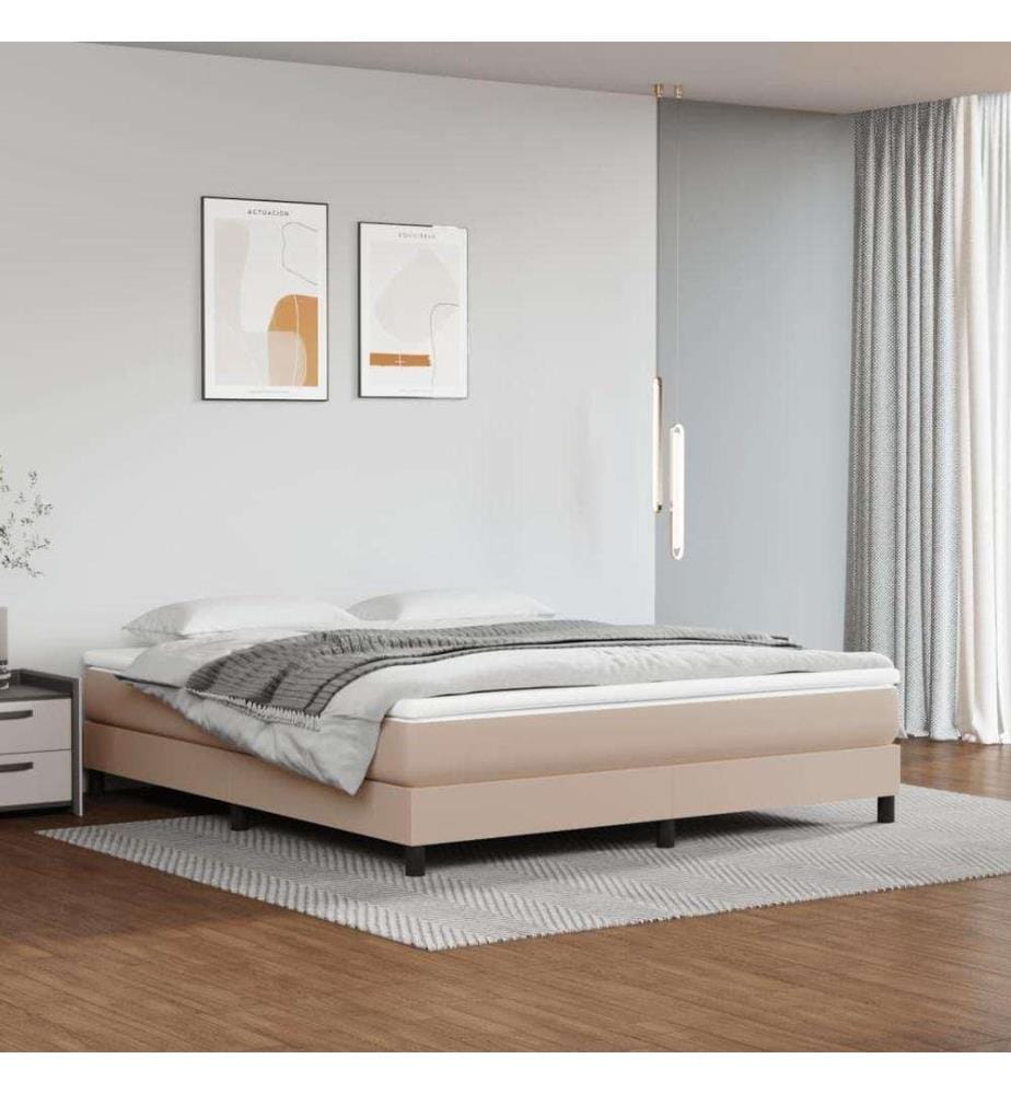 Boxspringbett Cappuccino-Braun 180x200 cm Kunstleder