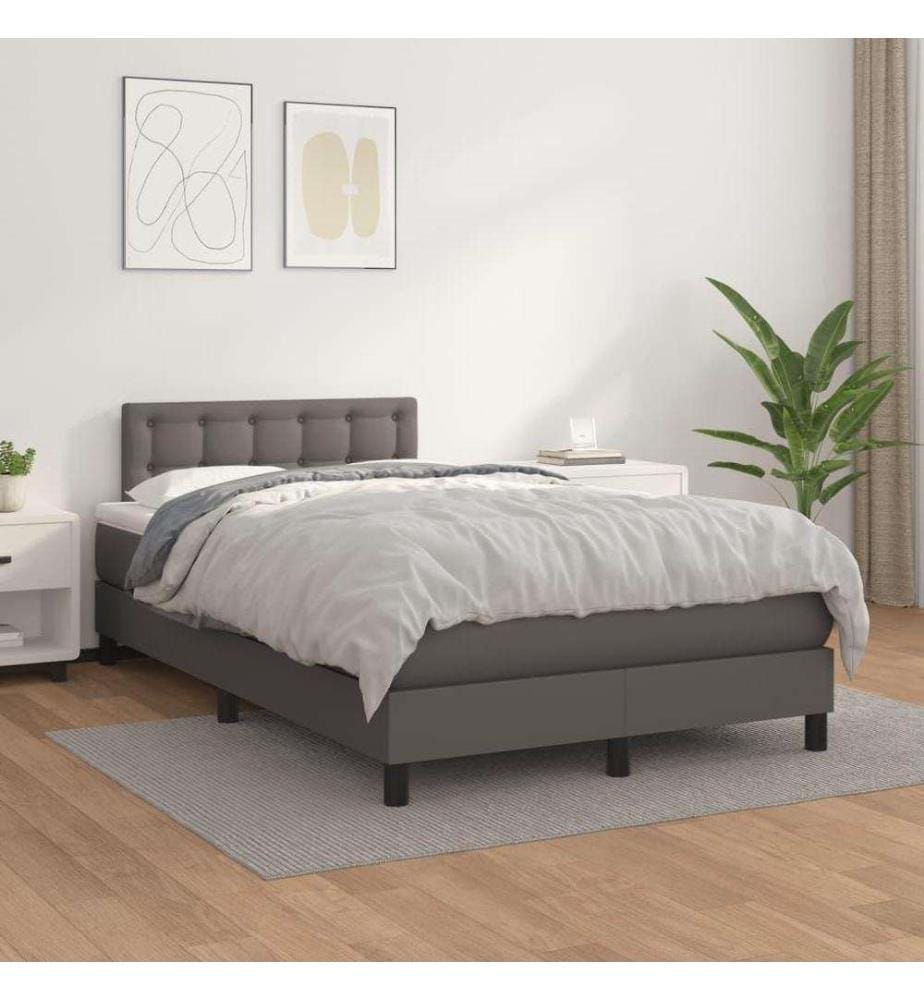 Boxspringbett mit Matratze Grau 120x200 cm Kunstleder