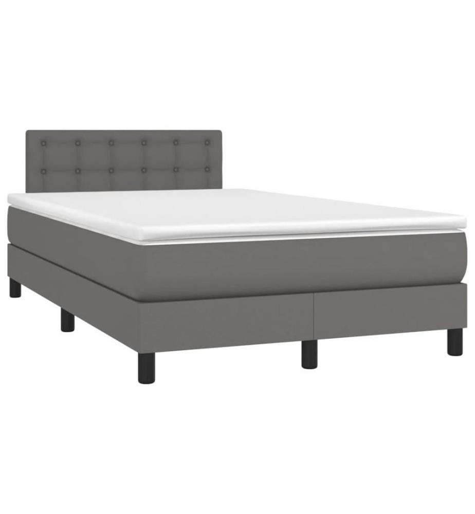 Boxspringbett mit Matratze Grau 120x200 cm Kunstleder