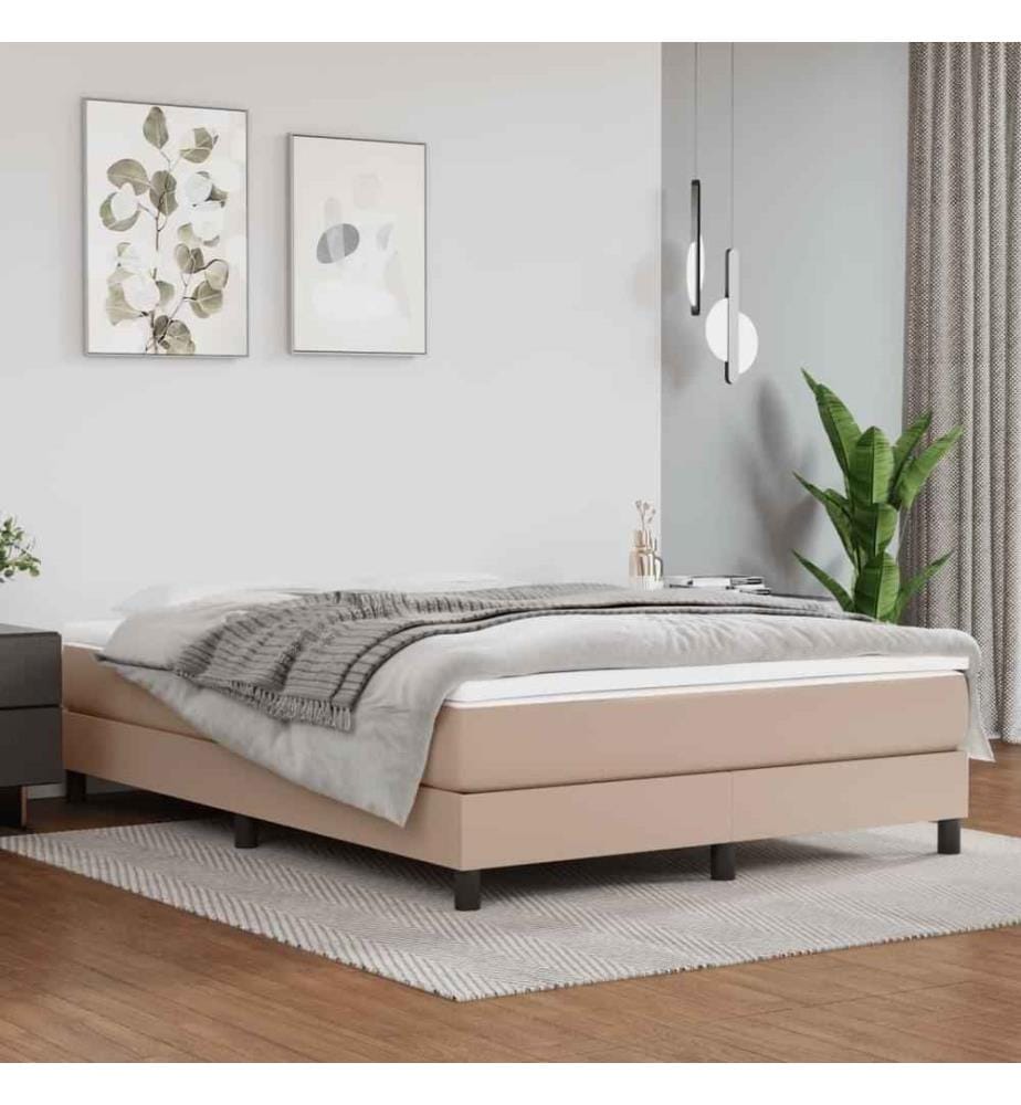 Boxspringbett Cappuccino-Braun 140x200 cm Kunstleder