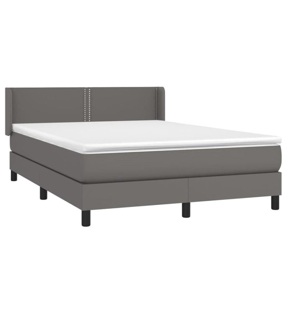 Boxspringbett mit Matratze Grau 140x200 cm Kunstleder
