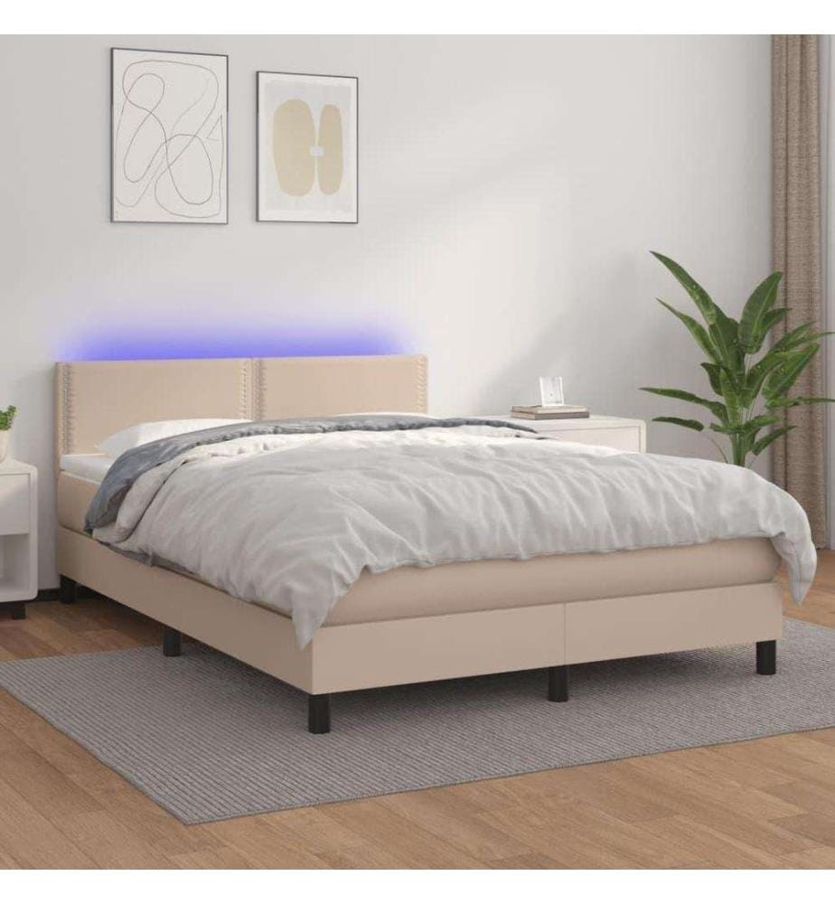 Boxspringbett mit Matratze & LED Cappuccino-Braun 140x200cm