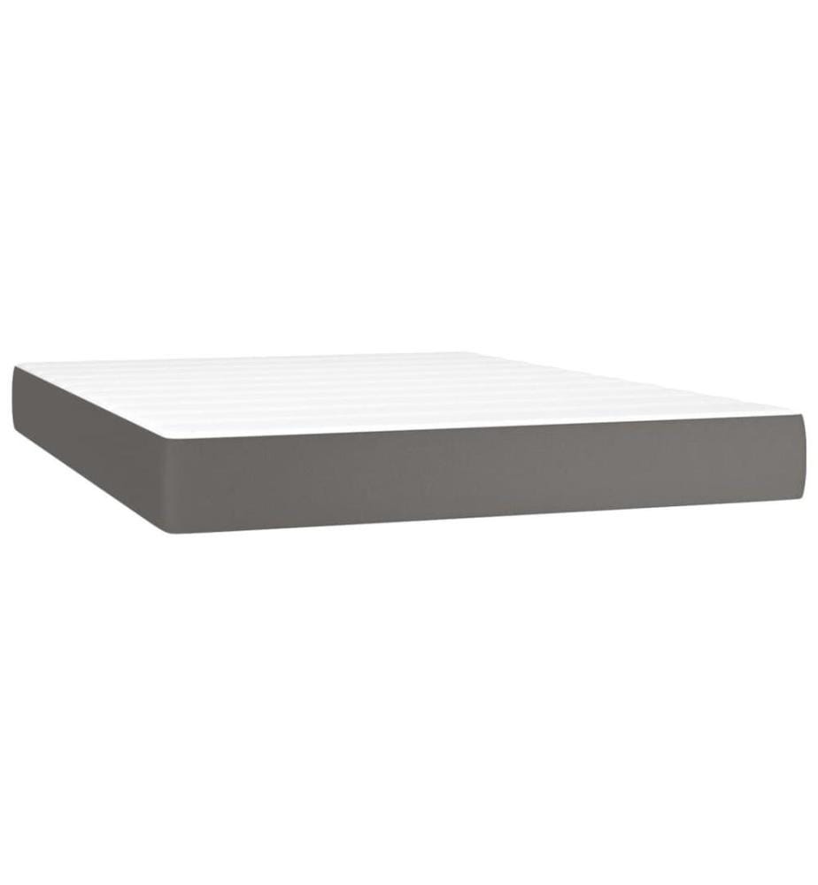 Boxspringbett mit Matratze Grau 140x200 cm Kunstleder