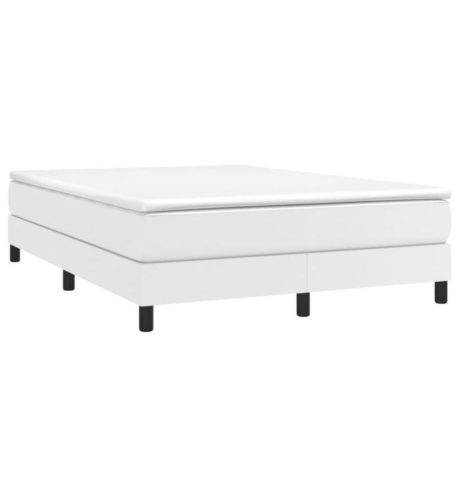 Boxspringbett mit Matratze Weiss 140x200 cm Kunstleder