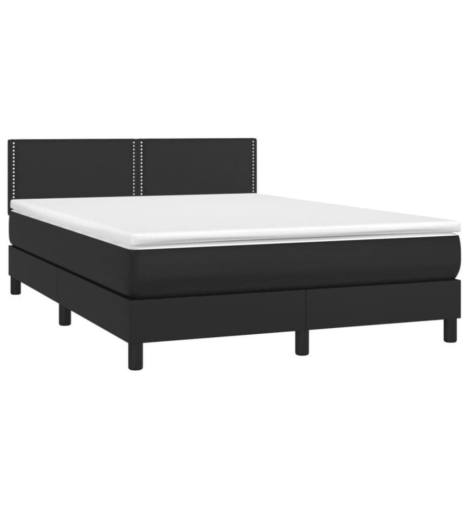 Boxspringbett mit Matratze & LED Schwarz 140x200 cm Kunstleder