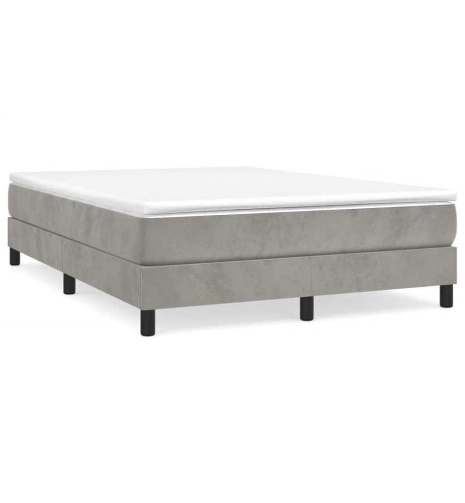 Boxspringbett mit Matratze Hellgrau 140x190 cm Samt