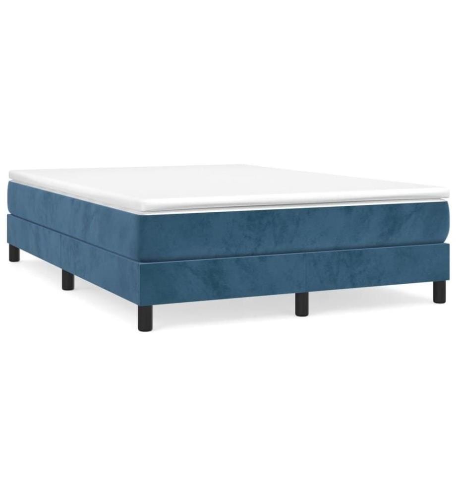 Boxspringbett mit Matratze Dunkelblau 140x190 cm Samt