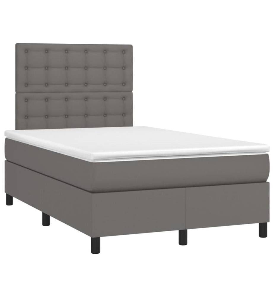 Boxspringbett mit Matratze & LED Grau 120x200 cm Kunstleder
