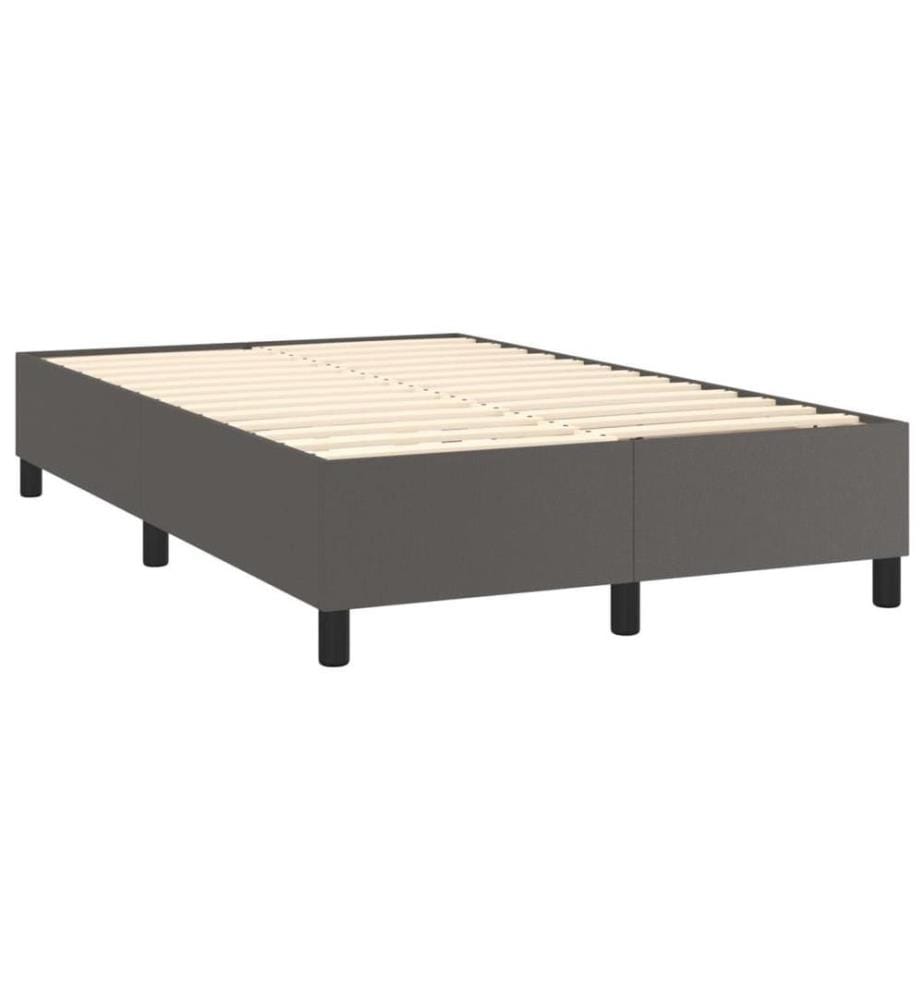 Boxspringbett mit Matratze & LED Grau 120x200 cm Kunstleder