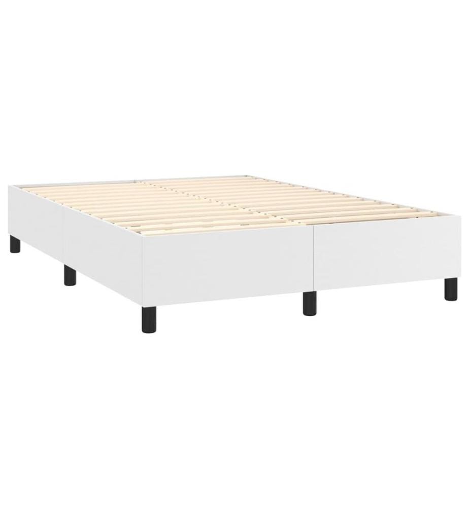Boxspringbett mit Matratze & LED Weiss 140x190 cm Kunstleder