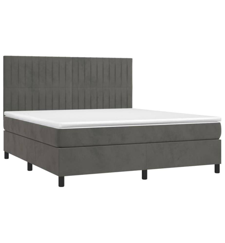 Boxspringbett mit Matratze & LED Dunkelgrau 180x200 cm Samt