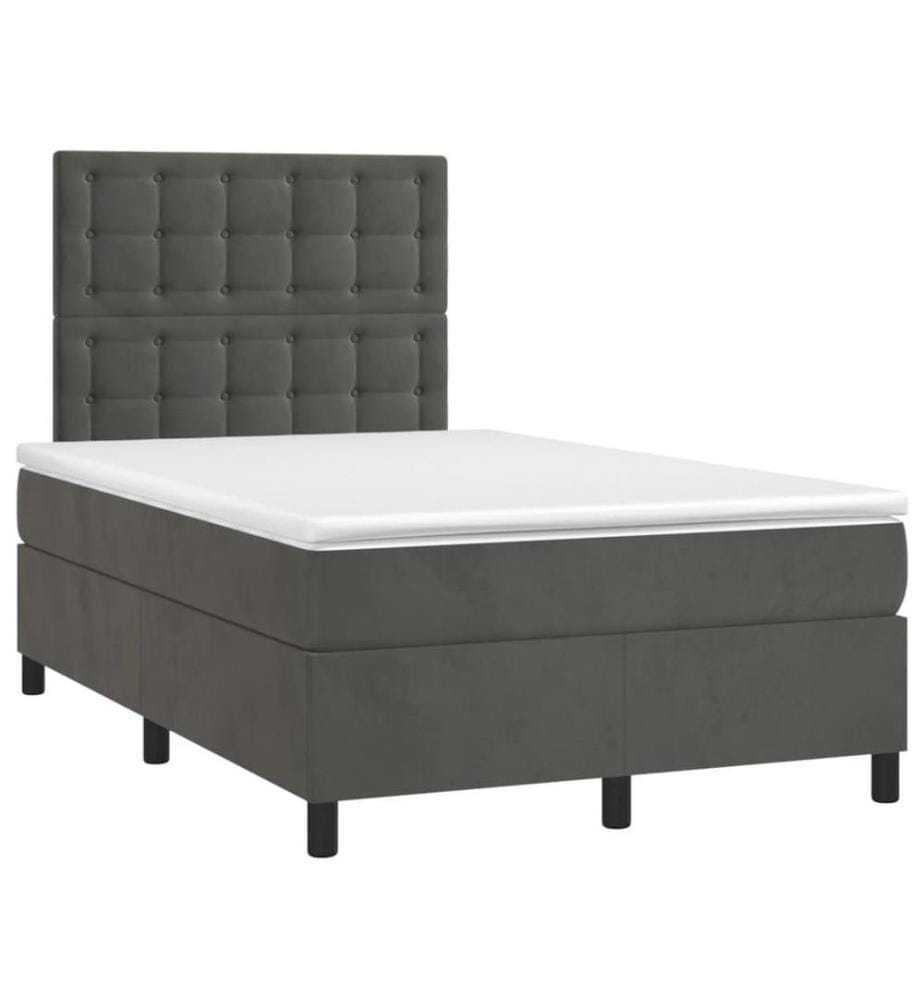 Boxspringbett mit Matratze & LED Dunkelgrau 120x200 cm Samt
