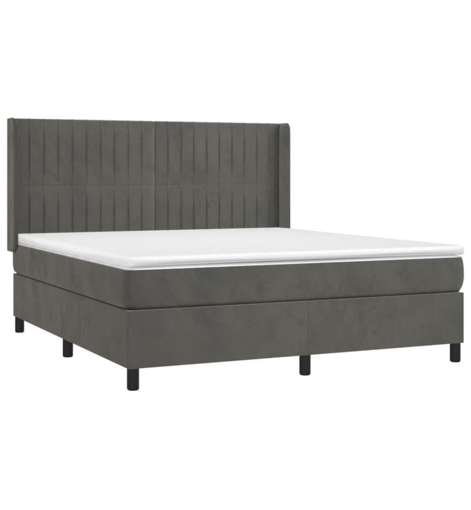 Boxspringbett mit Matratze & LED Dunkelgrau 180x200 cm Samt