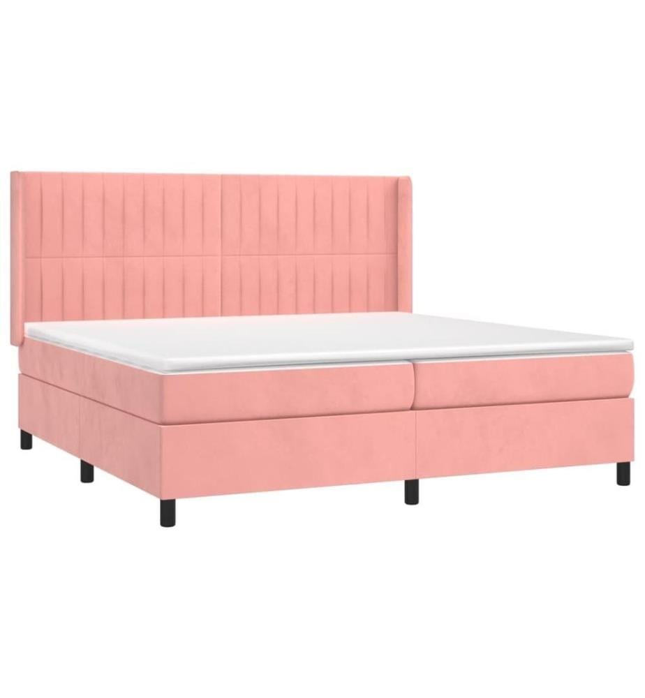Boxspringbett mit Matratze & LED Rosa 200x200 cm Samt