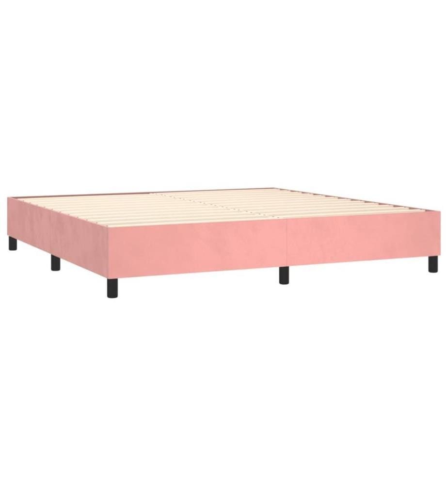 Boxspringbett mit Matratze & LED Rosa 200x200 cm Samt