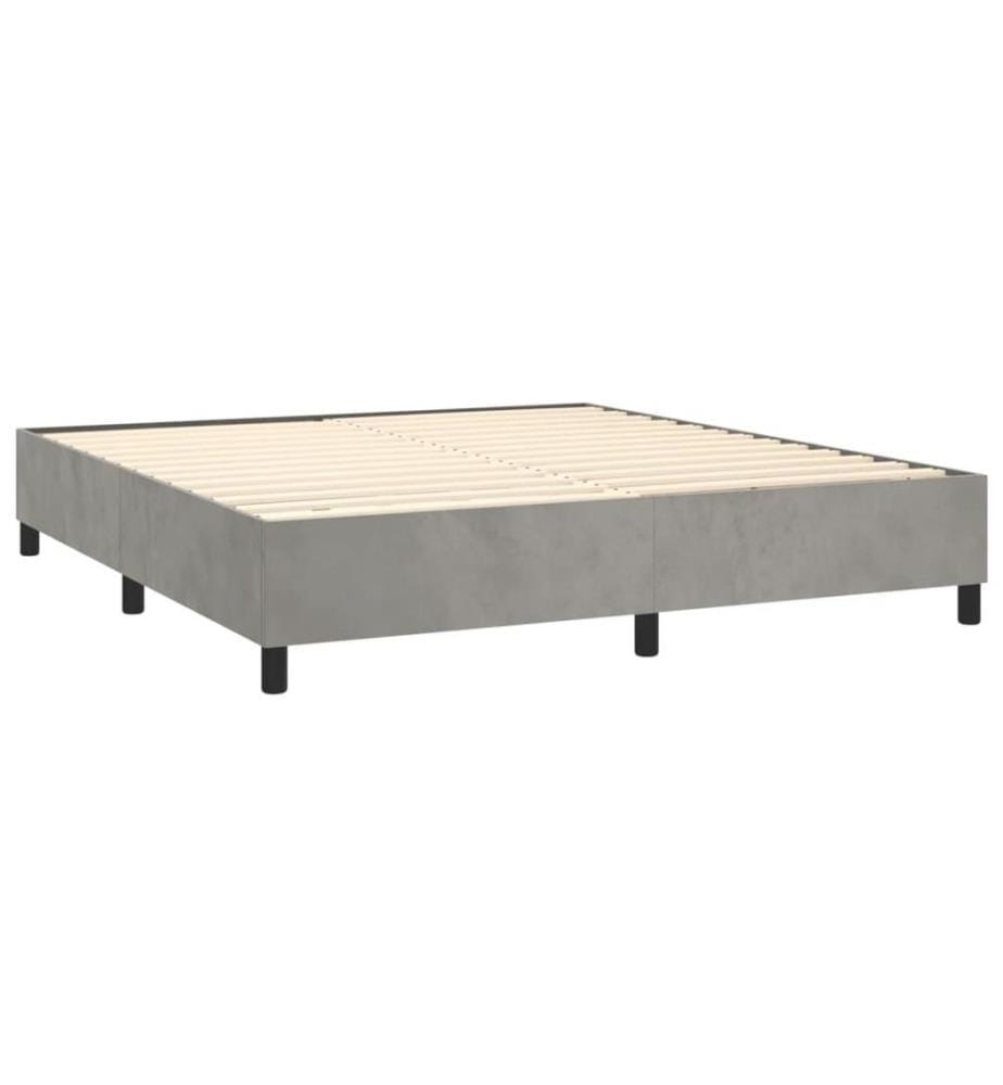 Boxspringbett mit Matratze & LED Hellgrau 160x200 cm Samt