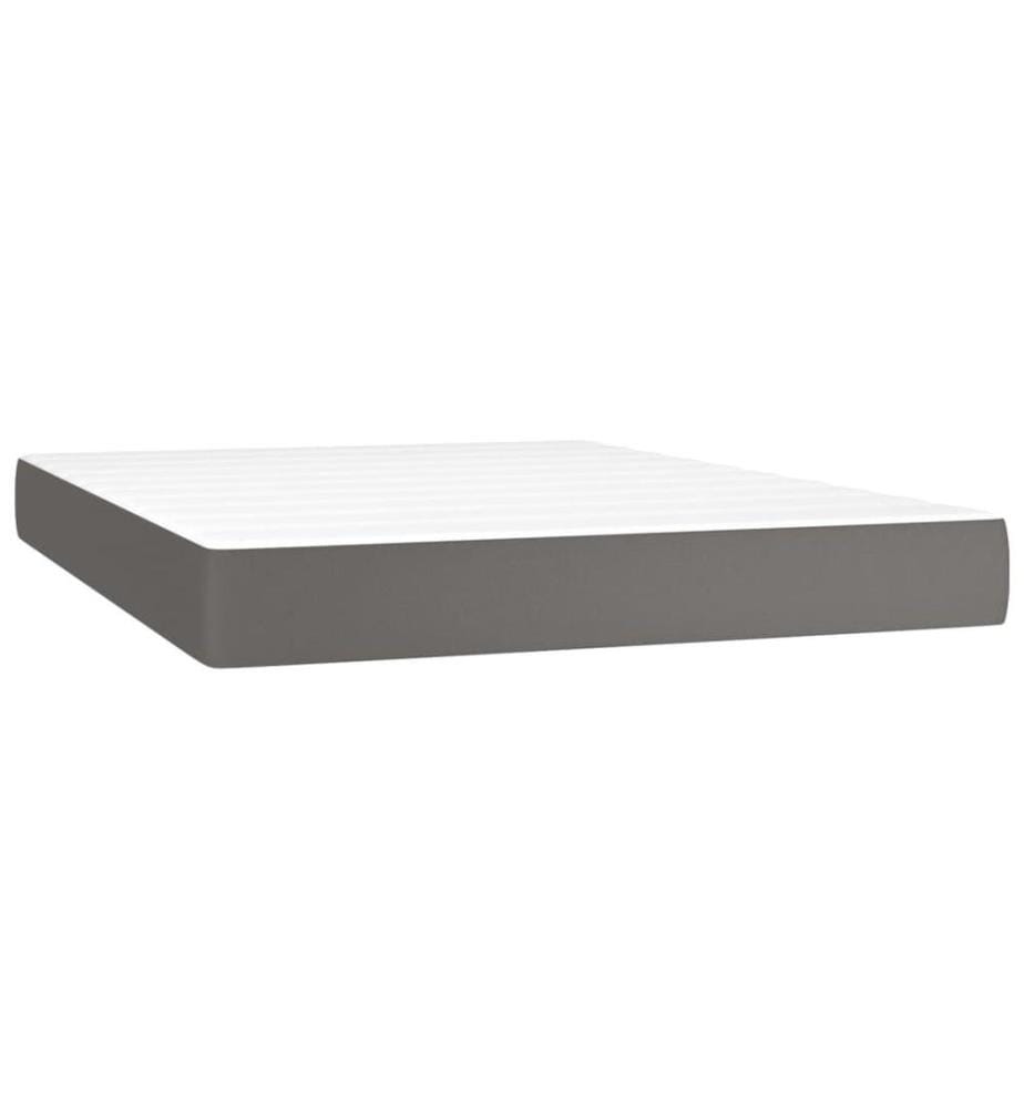 Boxspringbett mit Matratze Grau 140x190 cm Kunstleder