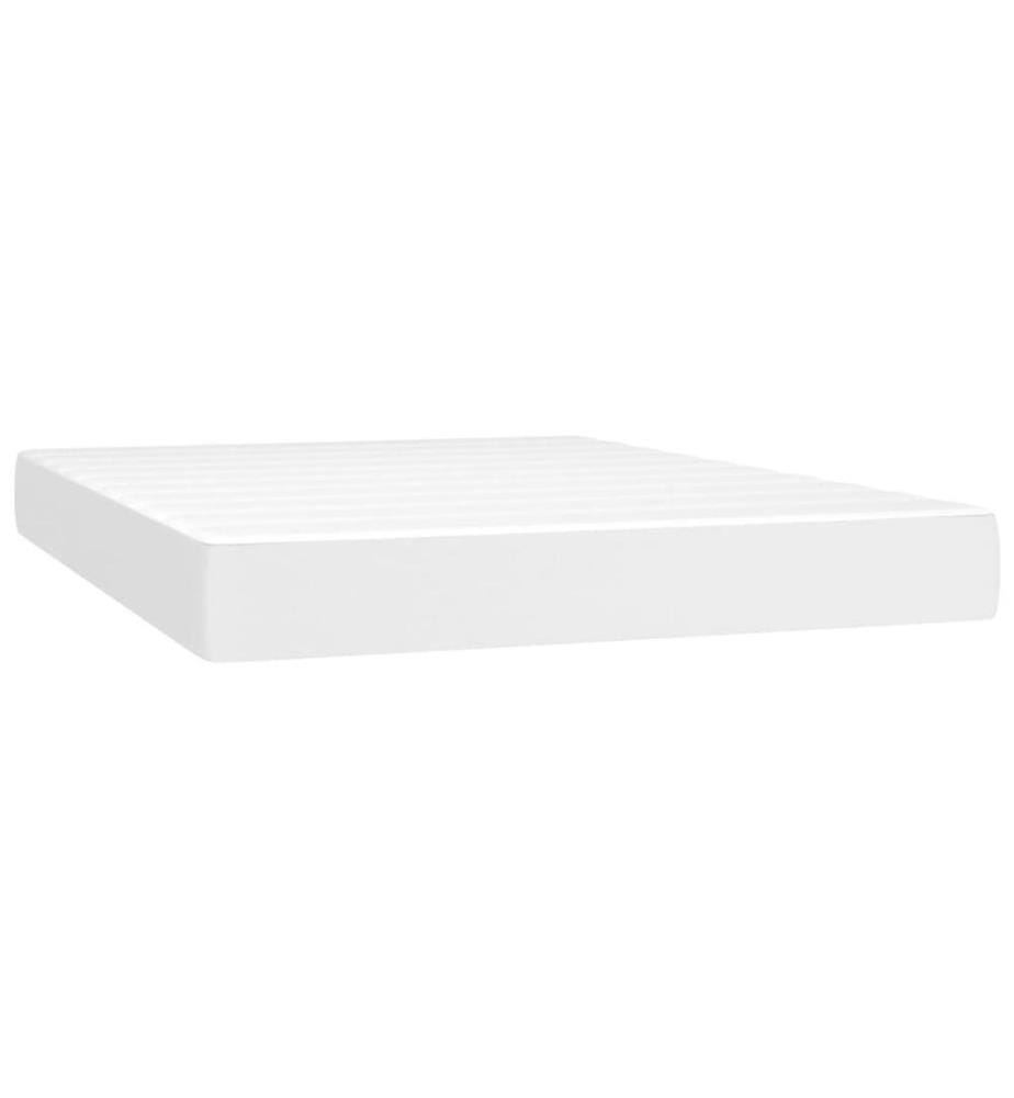 Boxspringbett mit Matratze Weiss 140x200 cm Kunstleder