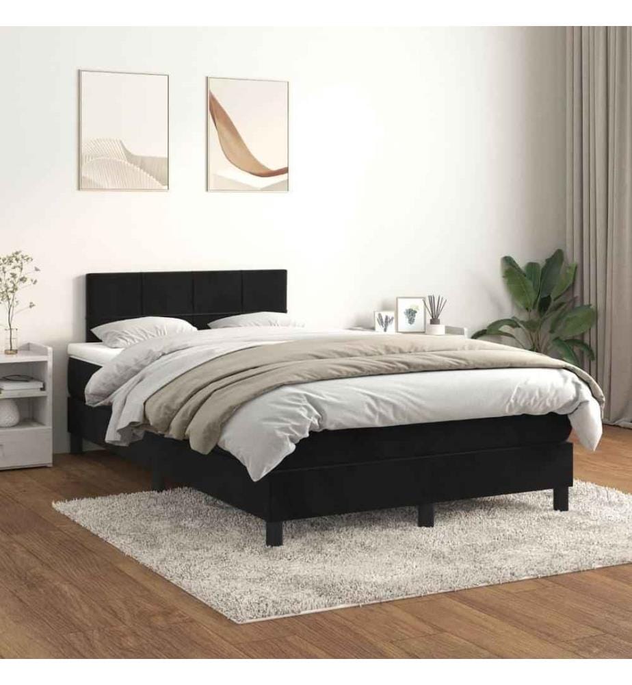 Boxspringbett mit Matratze Schwarz 120x200 cm Samt