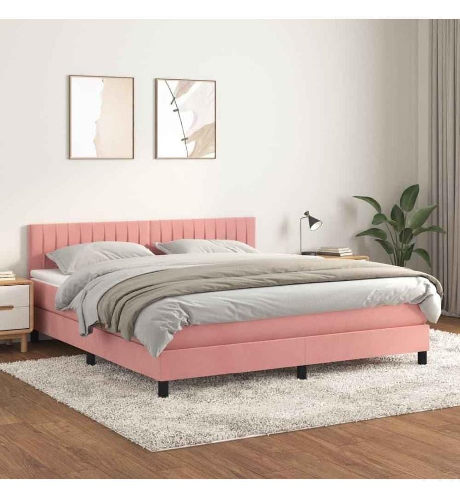 Boxspringbett mit Matratze Rosa 180x200 cm Samt