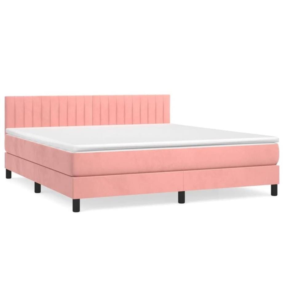 Boxspringbett mit Matratze Rosa 180x200 cm Samt