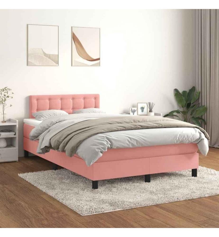 Lit à sommier tapissier avec matelas Rose 120x200 cm Velours