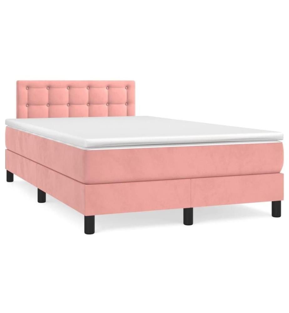 Lit à sommier tapissier avec matelas Rose 120x200 cm Velours