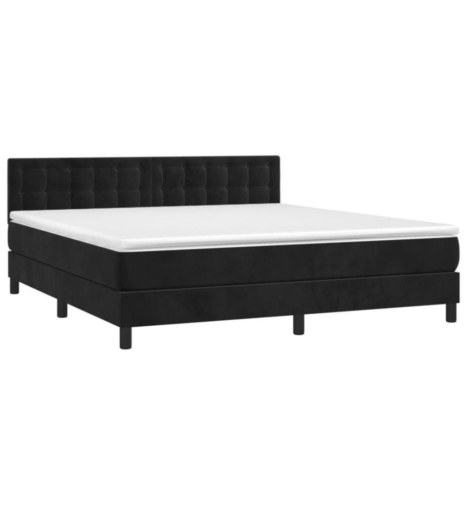 Boxspringbett mit Matratze Schwarz 160x200 cm Samt