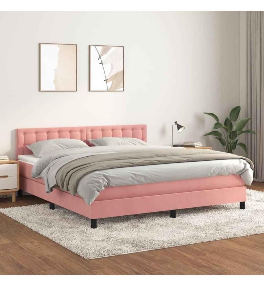 Boxspringbett mit Matratze Rosa 160x200 cm Samt
