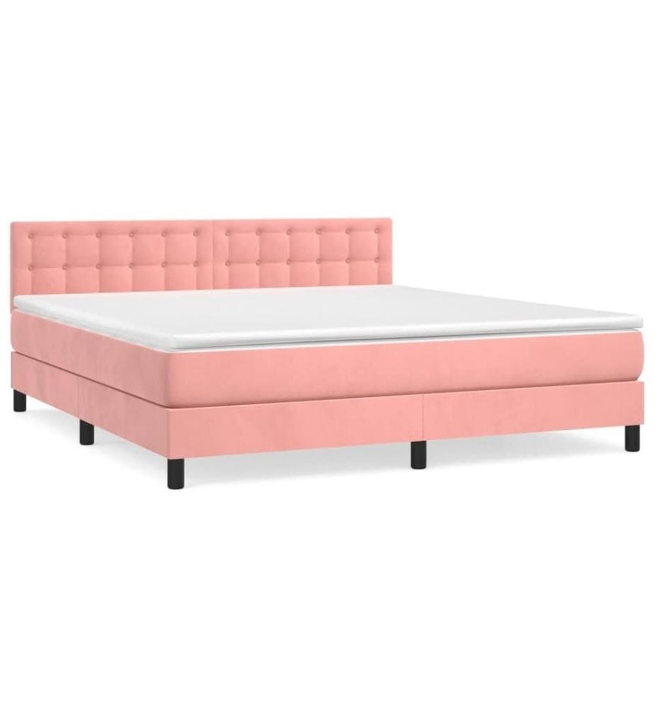 Boxspringbett mit Matratze Rosa 160x200 cm Samt