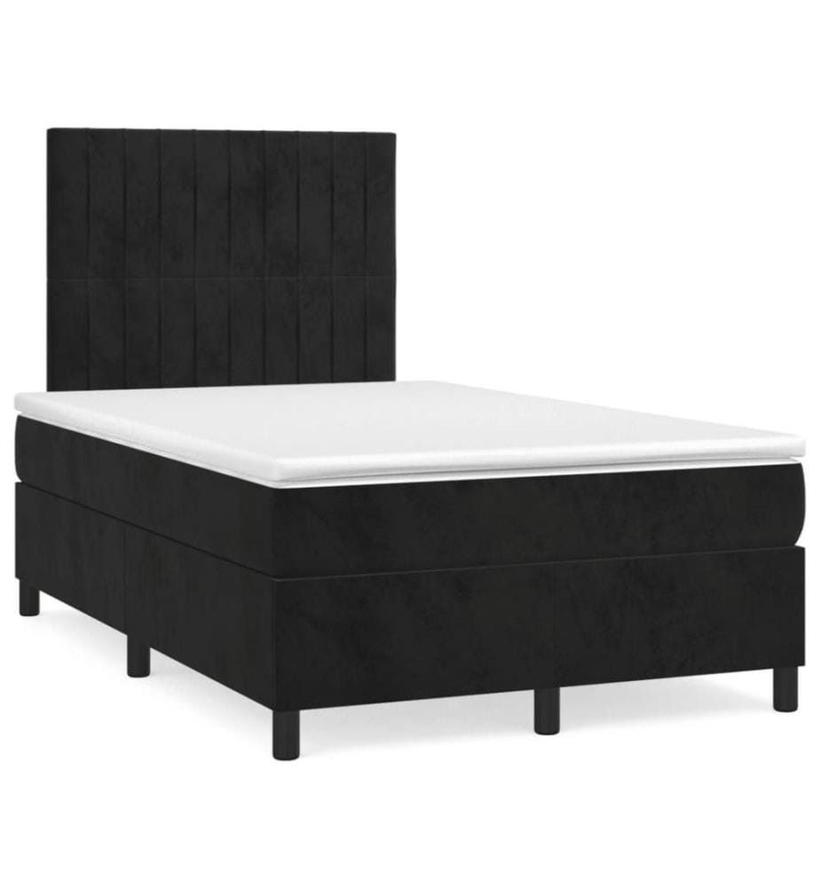 Boxspringbett mit Matratze Schwarz 120x200 cm Samt