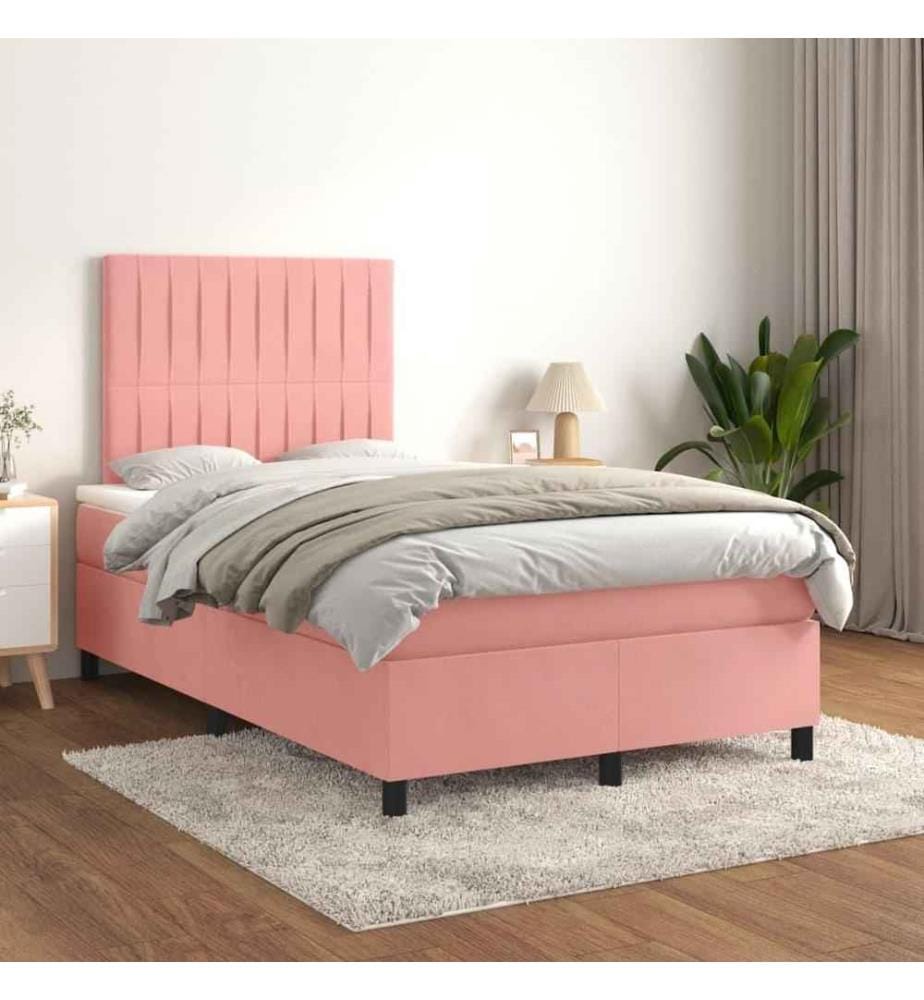 Boxspringbett mit Matratze Rosa 120x200 cm Samt
