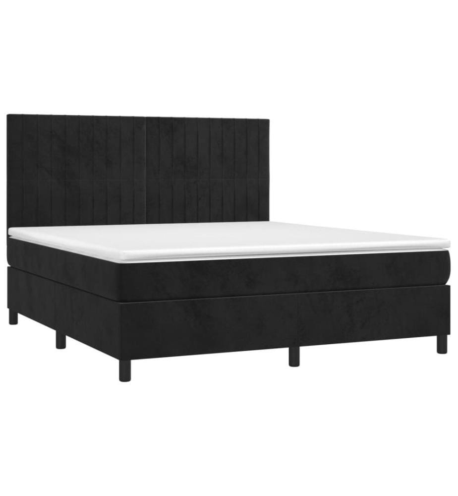 Boxspringbett mit Matratze Schwarz 160x200 cm Samt