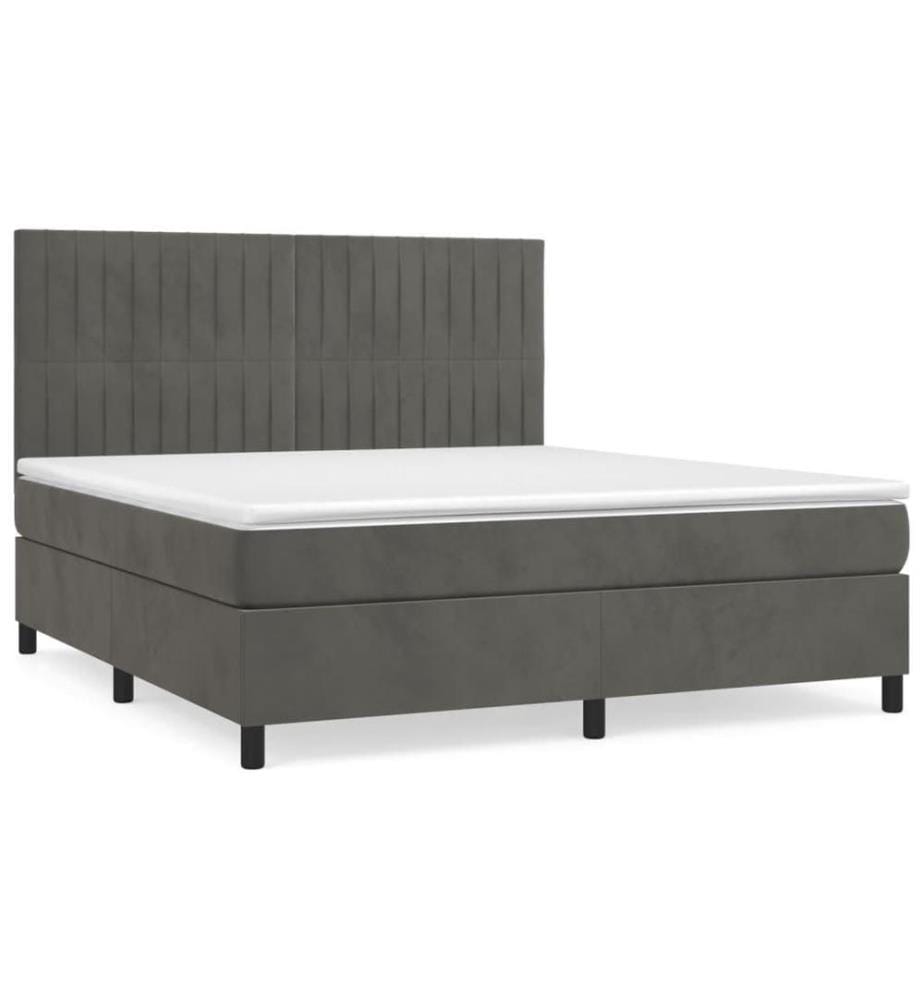 Boxspringbett mit Matratze Dunkelgrau 180x200 cm Samt