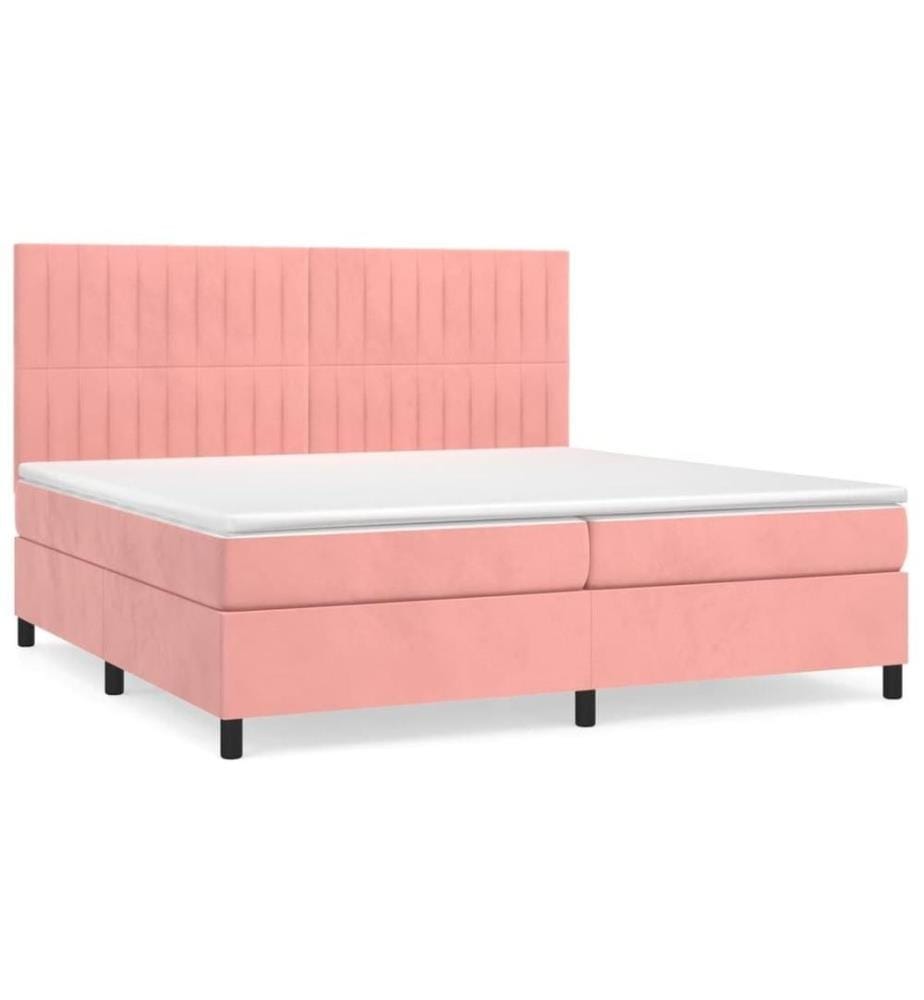 Boxspringbett mit Matratze Rosa 200x200 cm Samt