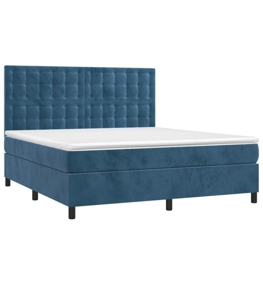 Boxspringbett mit Matratze Dunkelblau 160x200 cm Samt