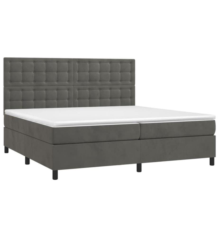 Boxspringbett mit Matratze Dunkelgrau 200x200 cm Samt