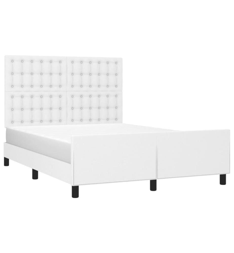 Cadre de lit avec tête de lit Blanc 140x190 cm Similicuir