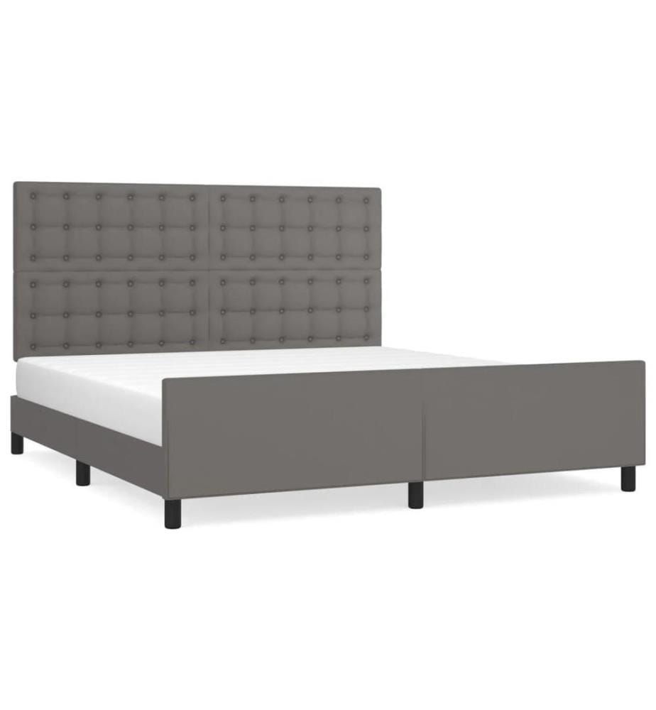 Bettgestell mit Kopfteil Grau 160x200 cm Kunstleder